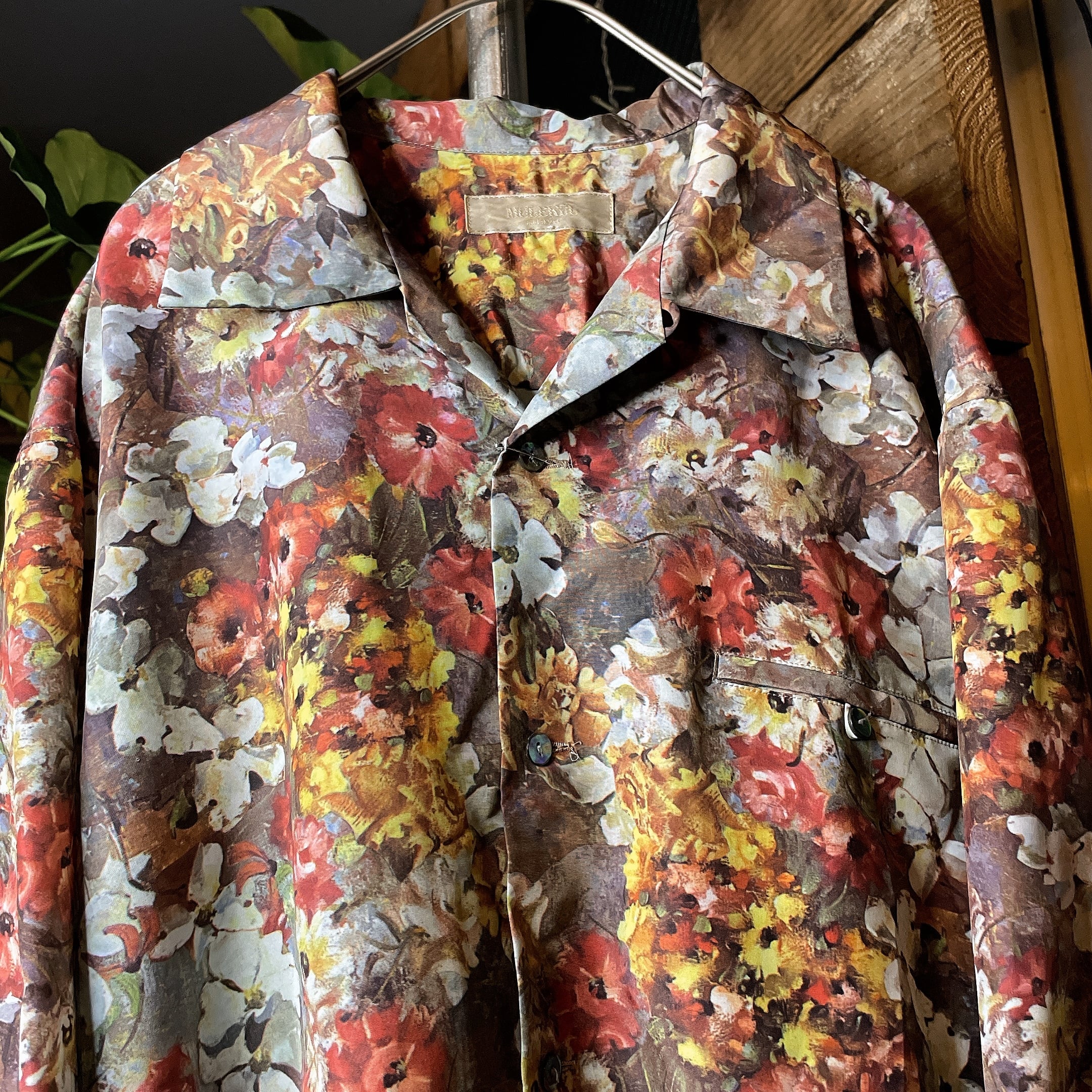 Botanical rétro flower full pattern open callar shirt