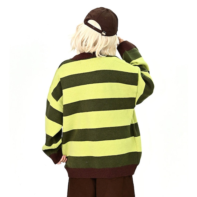 ボーダーカレッジロゴカーディガン    R01184