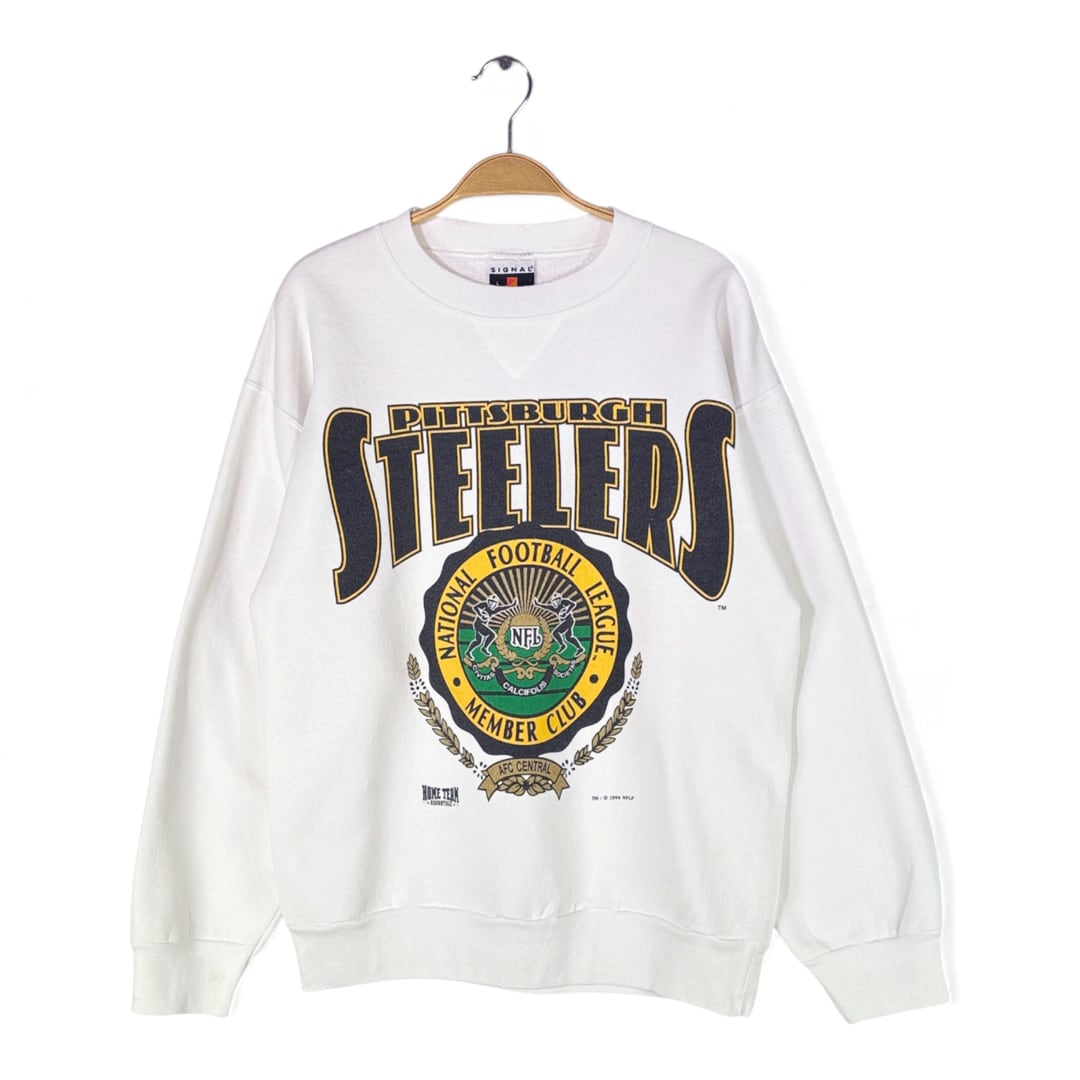 90s NFL ピッツバーグスティーラーズ USA製 ヴィンテージスウェット アメフト ホワイト シグナル SIGNAL サイズL 古着 @CF0986