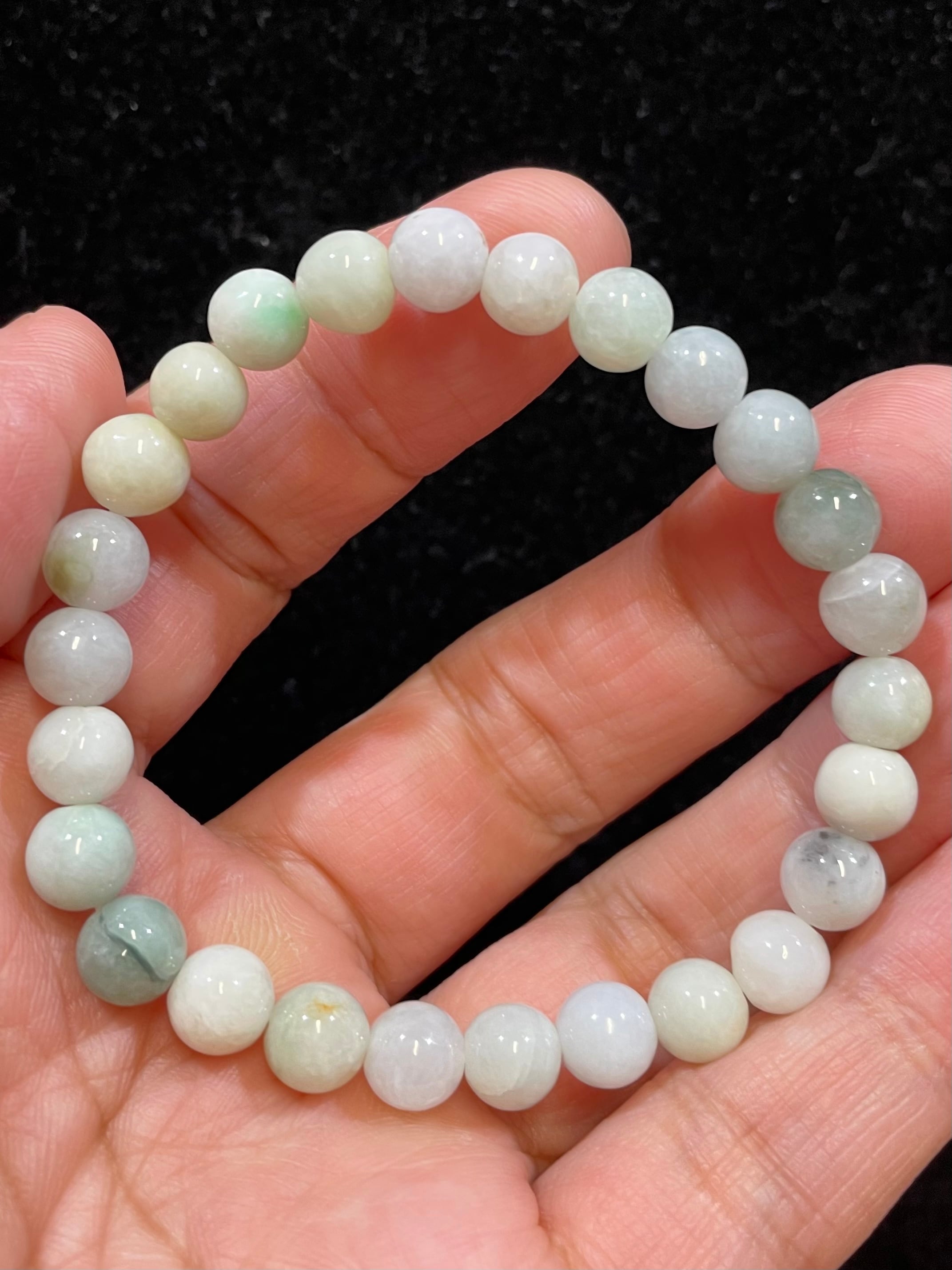 6) 繁栄・長寿・幸福・開花・安定!ハイクオリティ・ミャンマー産「翡翠」ブレスレットAAA(7〜7.5mm)