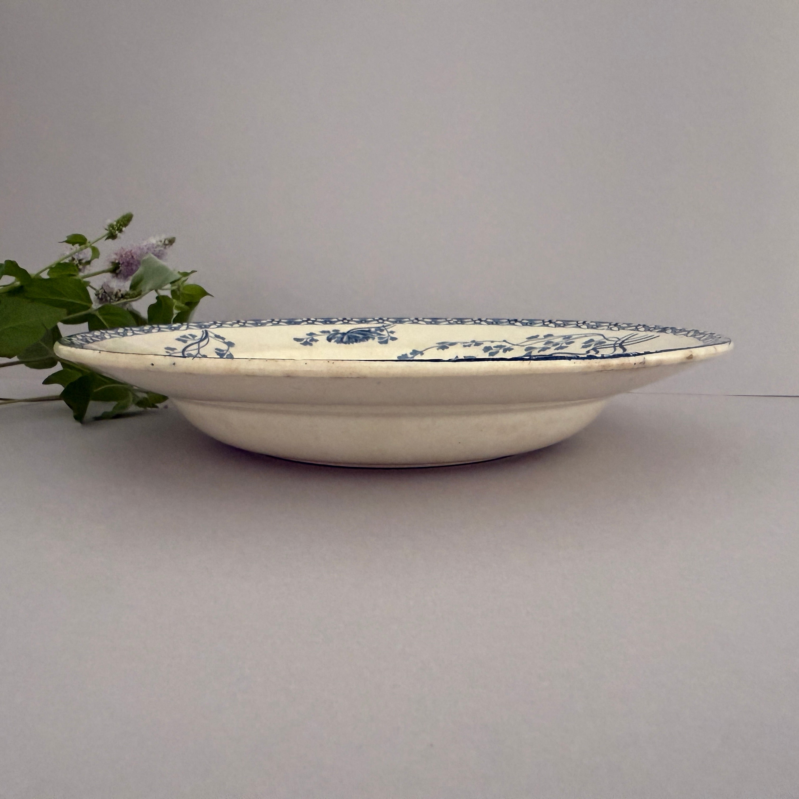 French Antique Soup Plate of Sarreguemines ROYAT Series