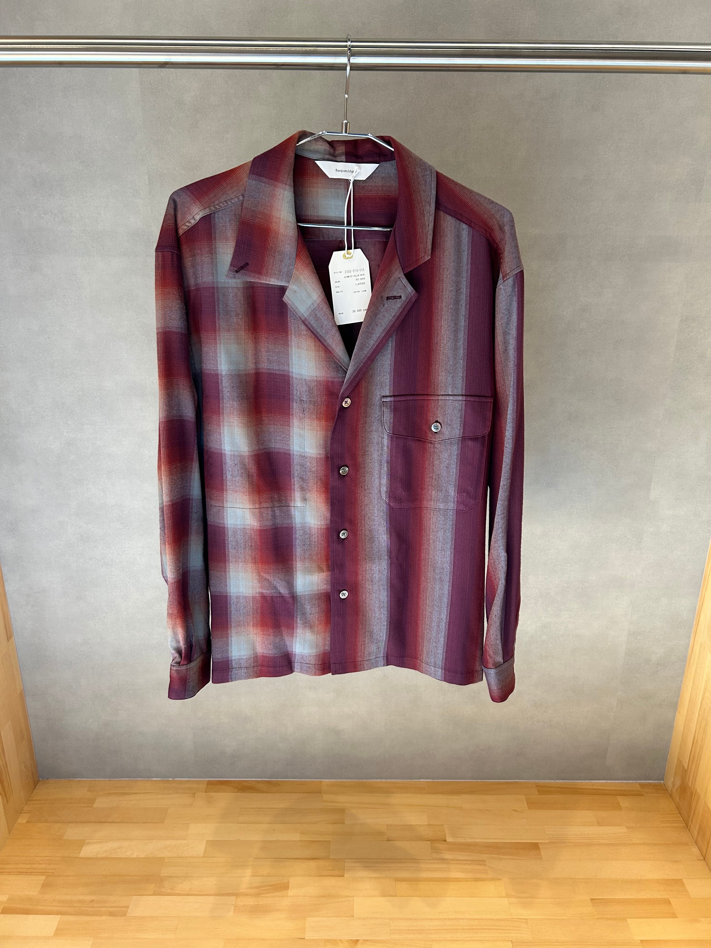 Sasquatchfabrix. アシンメトリーカラーシャツ Sasquatchfabrix.】ASYMMETRY COLLAR SHIRT RED CHECK | delhezi