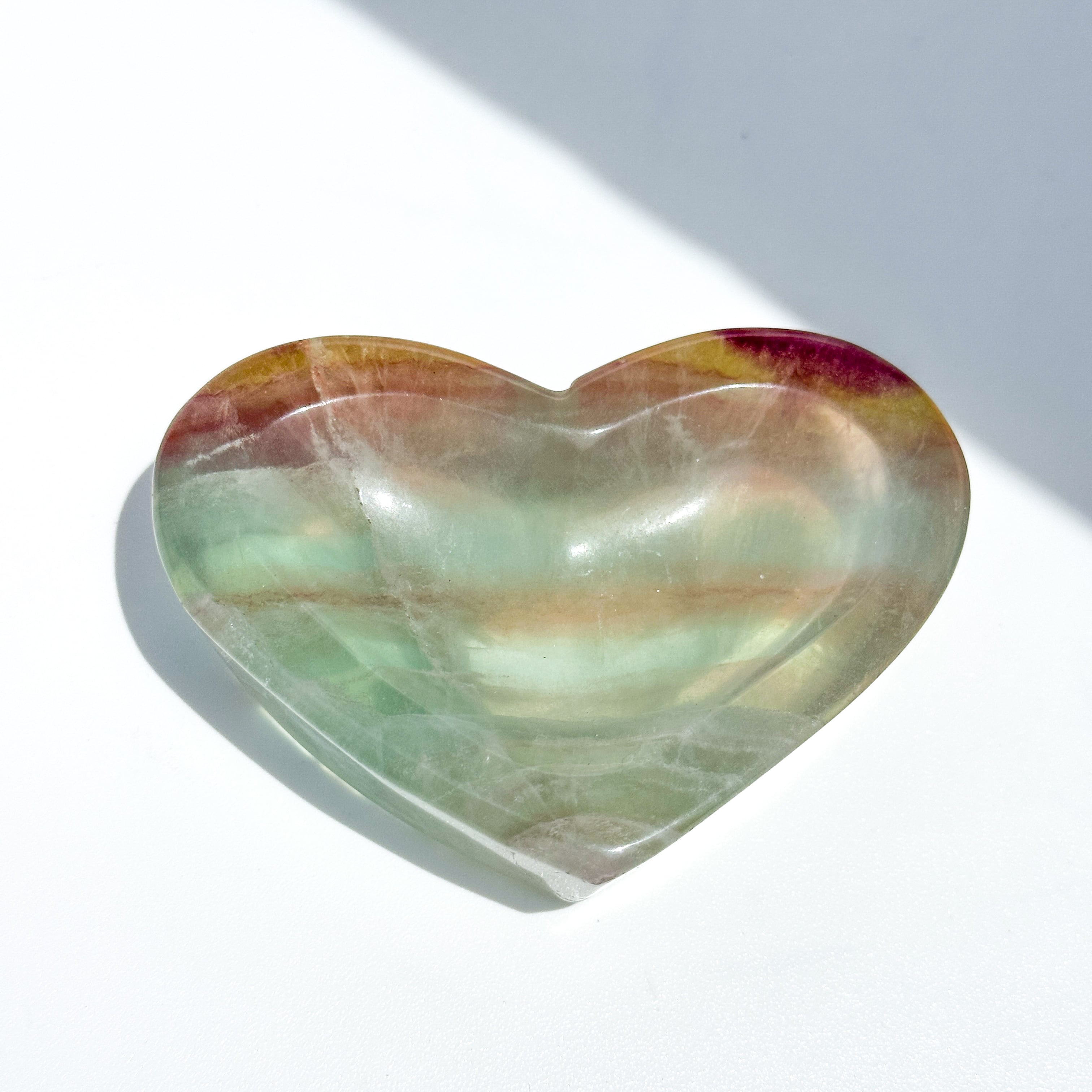 レインボーフローライトハート型のうつわ14◇ RainbowFluorite ◇天然石・鉱物・パワーストーン・インテリア