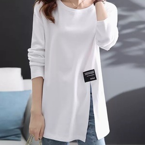 トップス デート Tシャツ カットソー 袖あり 長袖 かわいい 大人可愛い きれいめ シンプル カジュアル 大人 上品 おしゃれ お洒落 主役級 存在感 春 秋 10代 20代 30代 レディース 女性用 OL 学生 デート お出かけ 公園デビュー 女子会 休日 イベント 旅行 着回し 普段使い ファッション コーデ 楽ちん モテ トレンド 流行 インスタ映え L XL 2XL ゆったり ゆる 白 ホワイト