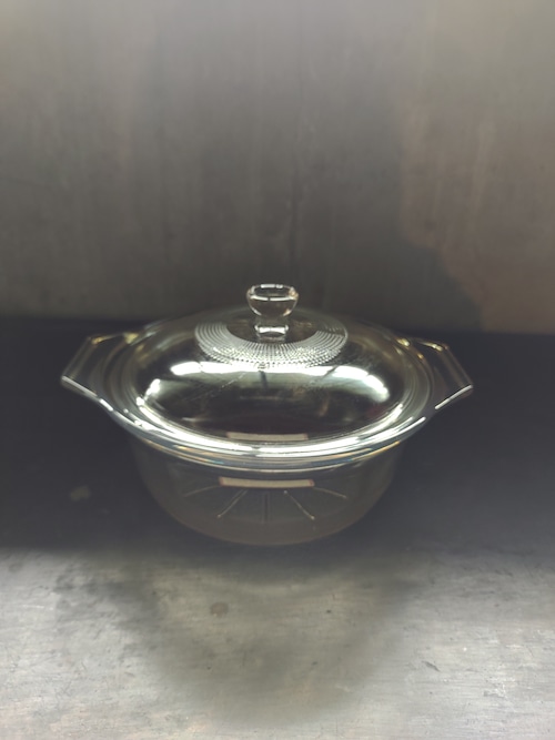昭和レトロ　鳴海製陶株式会社　クックマスター　N-38　超耐熱ガラス深鍋　22cm