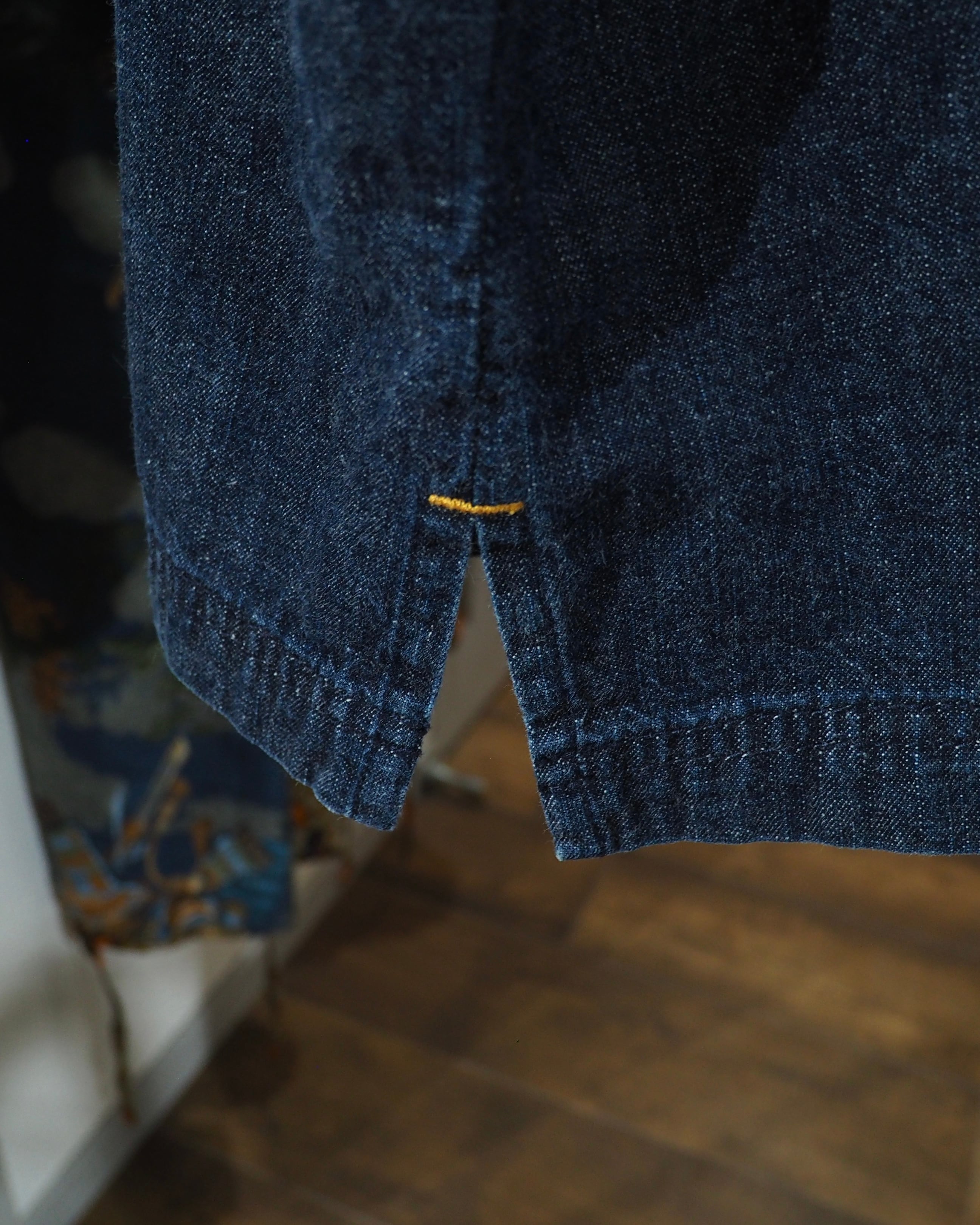 " akademics " Ammonite Logo Embroidery vintage Over silhouette SS Denim shirt