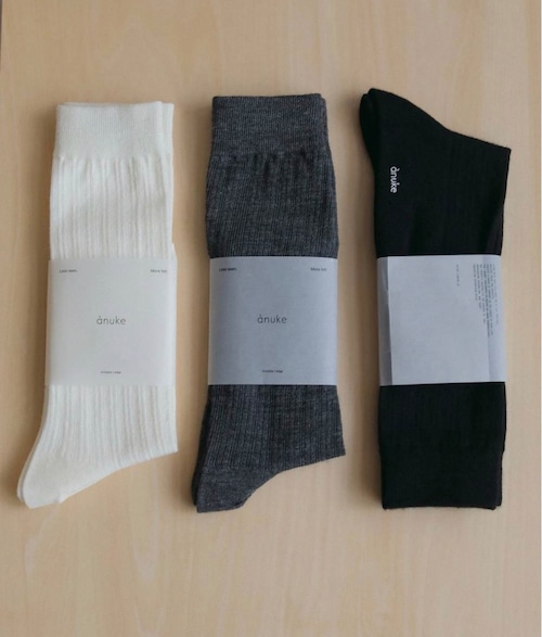 【anuke】Wool Rib Socks