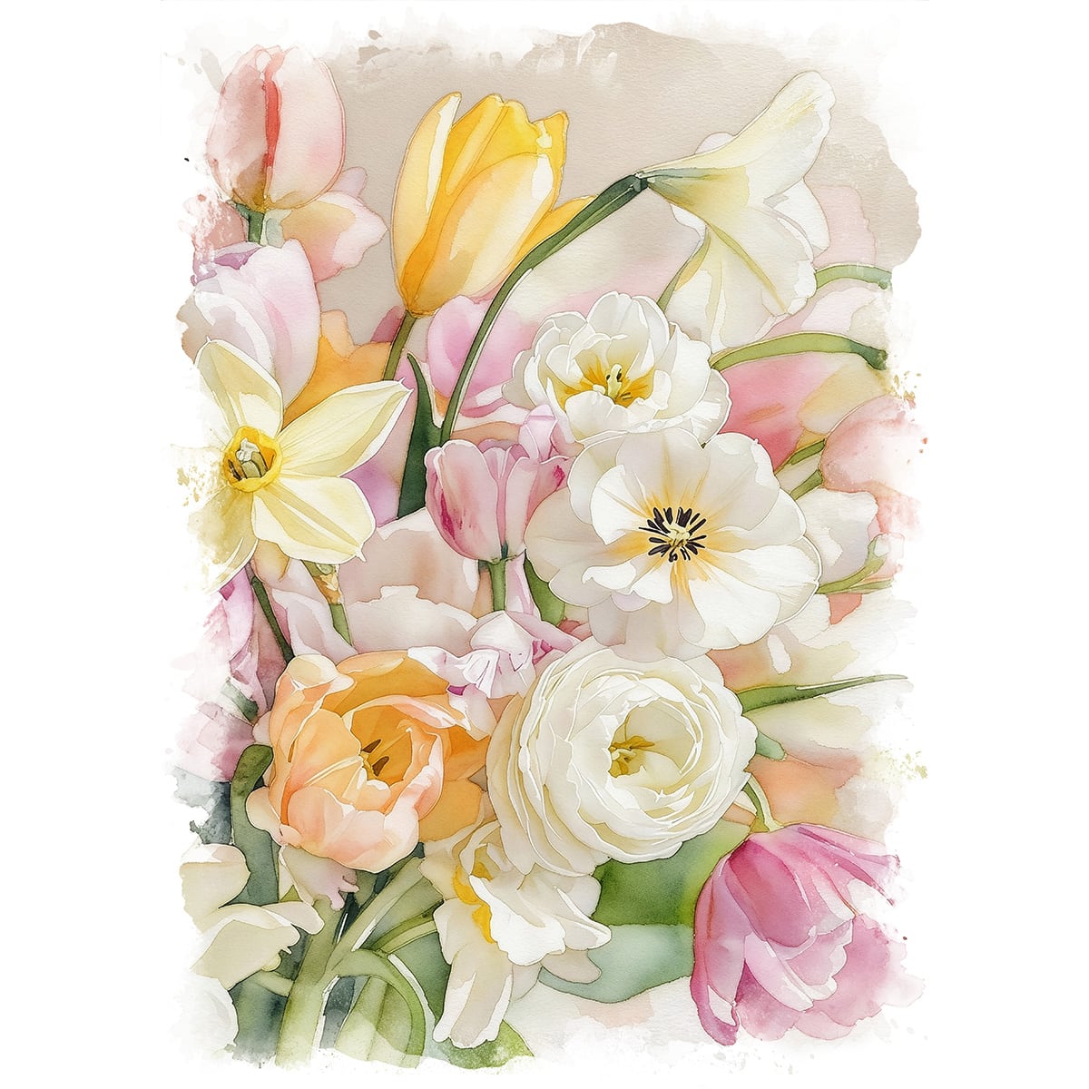 絵画 花(フラワー) 花瓶の花 インテリアアート額付き 水彩画・油絵調
