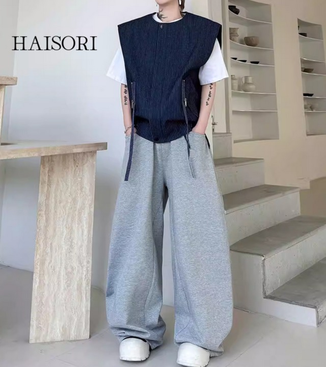 Vネックベスト ＆ ルーズパンツ ネイビーセットアップ