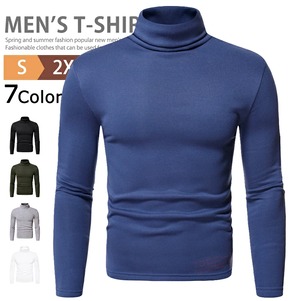タートルネックTシャツ ロンT 長袖 メンズ 7色 S-2XLsize 無地 長袖Tシャツ 裏起毛 インナー 防寒 ゴルフウェア カットソー カジュアル 26LT1082