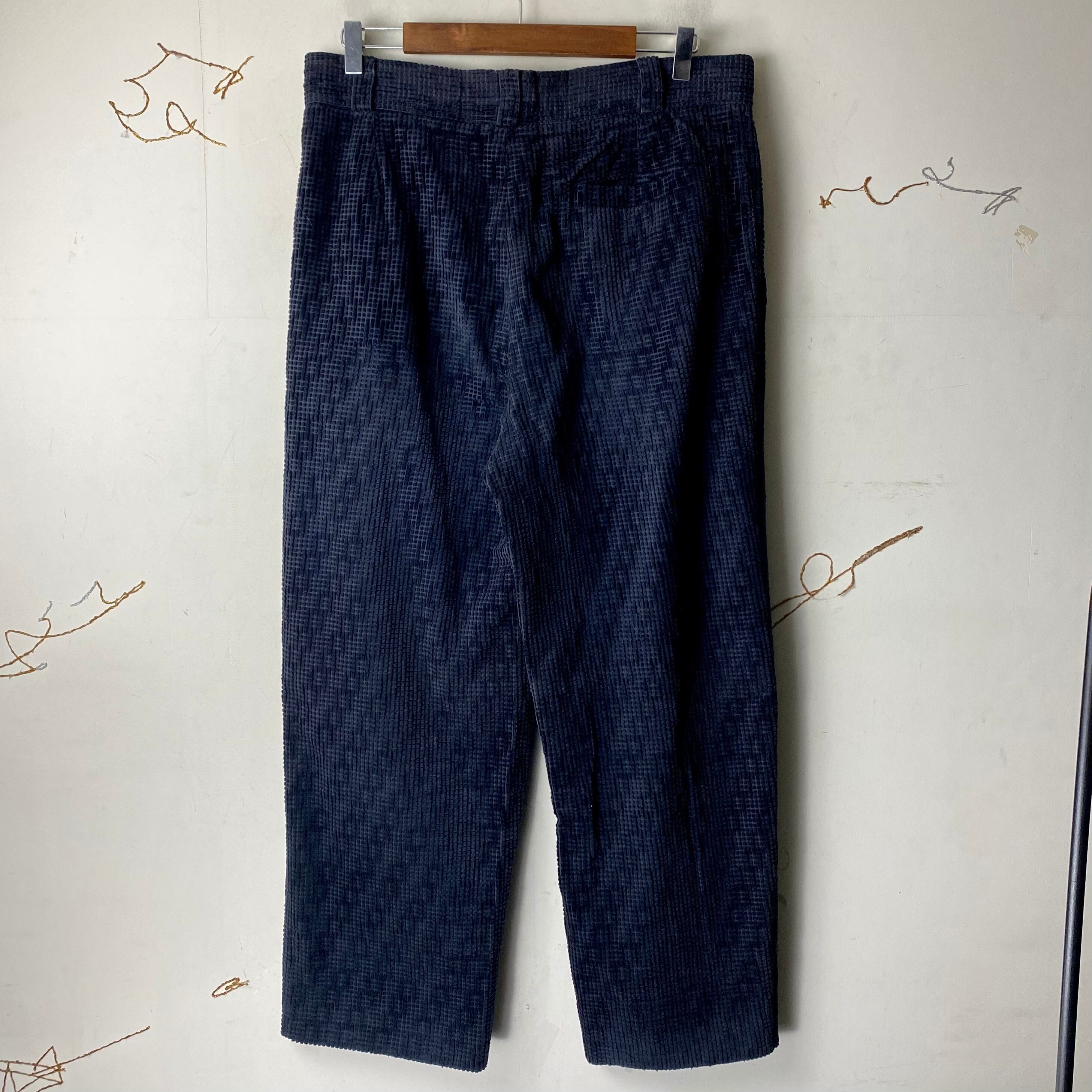 vintage GIANNI VERSACE plaid pattern black corduroy pants | NOIR 
