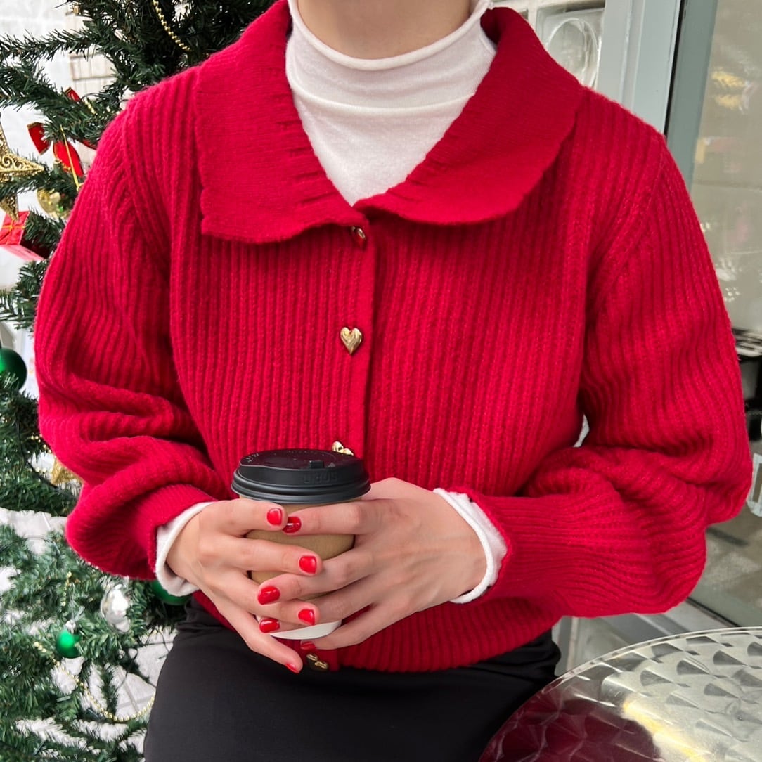 ハートボタンレトロカーディガン_LN01755