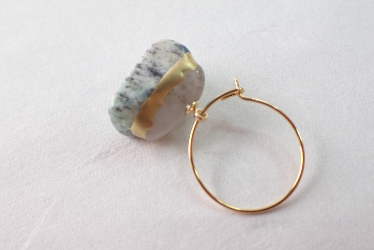 フープピアス(ピンクアクアマリン×K2アズライト)   [C1‐98]