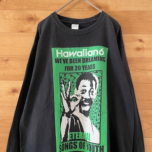 【GILDAN】Hawaiian6 ハワイアン6 長袖 ロンT バンドTシャツ ロックTシャツ プリント バックプリント M エディーマーフィー ビバリーヒルズコップ イラスト US古着