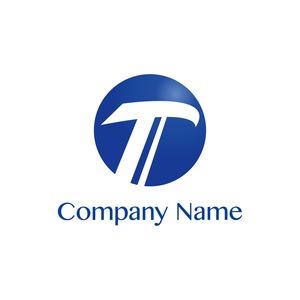 No105 円形のTのロゴ【円形、T、アルファベット、青、グラデーション、企業、建築、建設、製造、IT、web、ネット、テクノロジー】