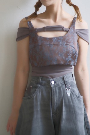 Wide Bell Bottom Denim Pants / UNISEX / GRAY