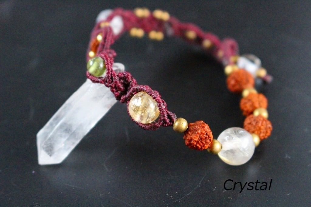 Crystal rudraksha macrame bracelet