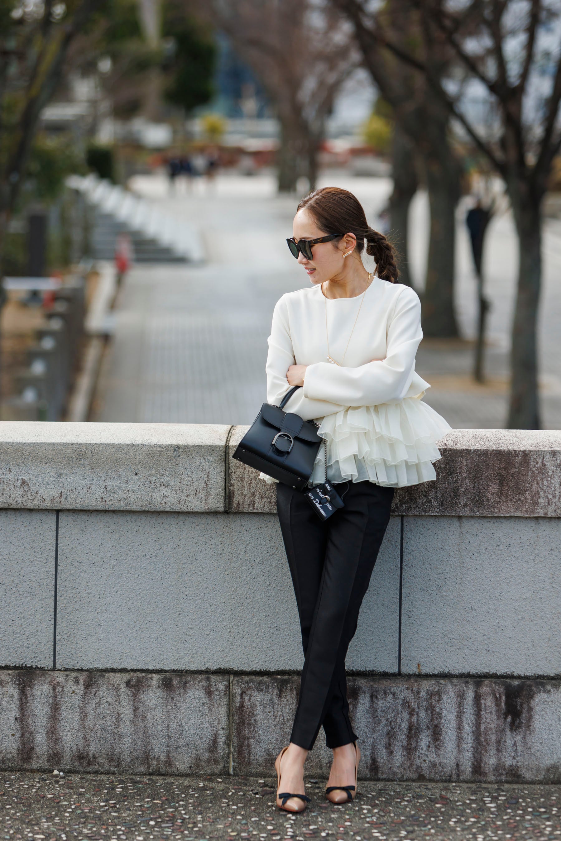 BLUELEA ブルレア Silk wool grosgrain pants BLUELEA ブルレア Silk wool grosgrain pants