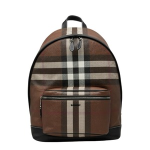 バーバリー ノバチェック リュック バックパック ブラウン系 PVC レザー レディース BURBERRY 【中古】