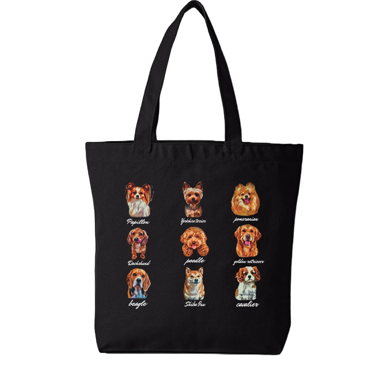 All dog brown fur canvas tote bag