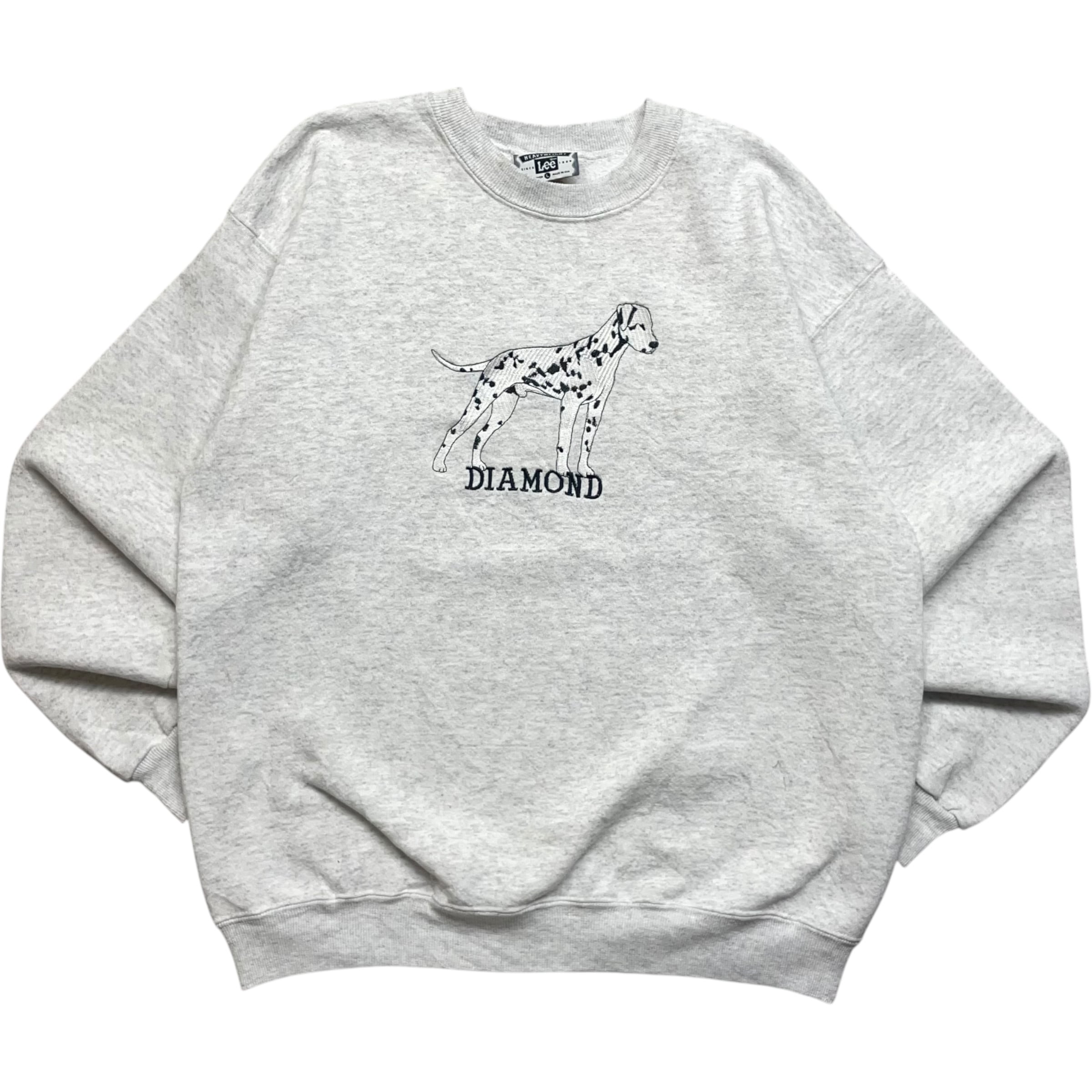 《L》 Lee リー スウェット アニマルプリント ダルメシアン 犬 ドッグ グレー USA製 90年代 vintage no.9397