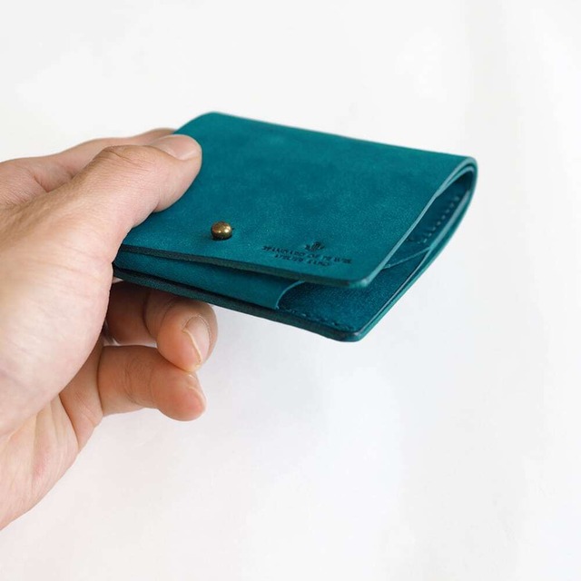 薄い 二つ折り財布 【 ターコイズ 】 ブランド メンズ レディース 鍵 コンパクト レザー 革 ハンドメイド 手縫い