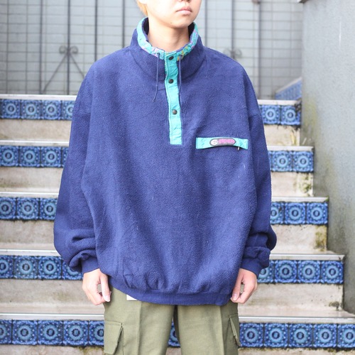 EU VINTAGE EIDER LOGO HALF BUTTON DESIGN FLEECE JACKET/ヨーロッパ古着ロゴハーフボタンデザインフリースジャケット