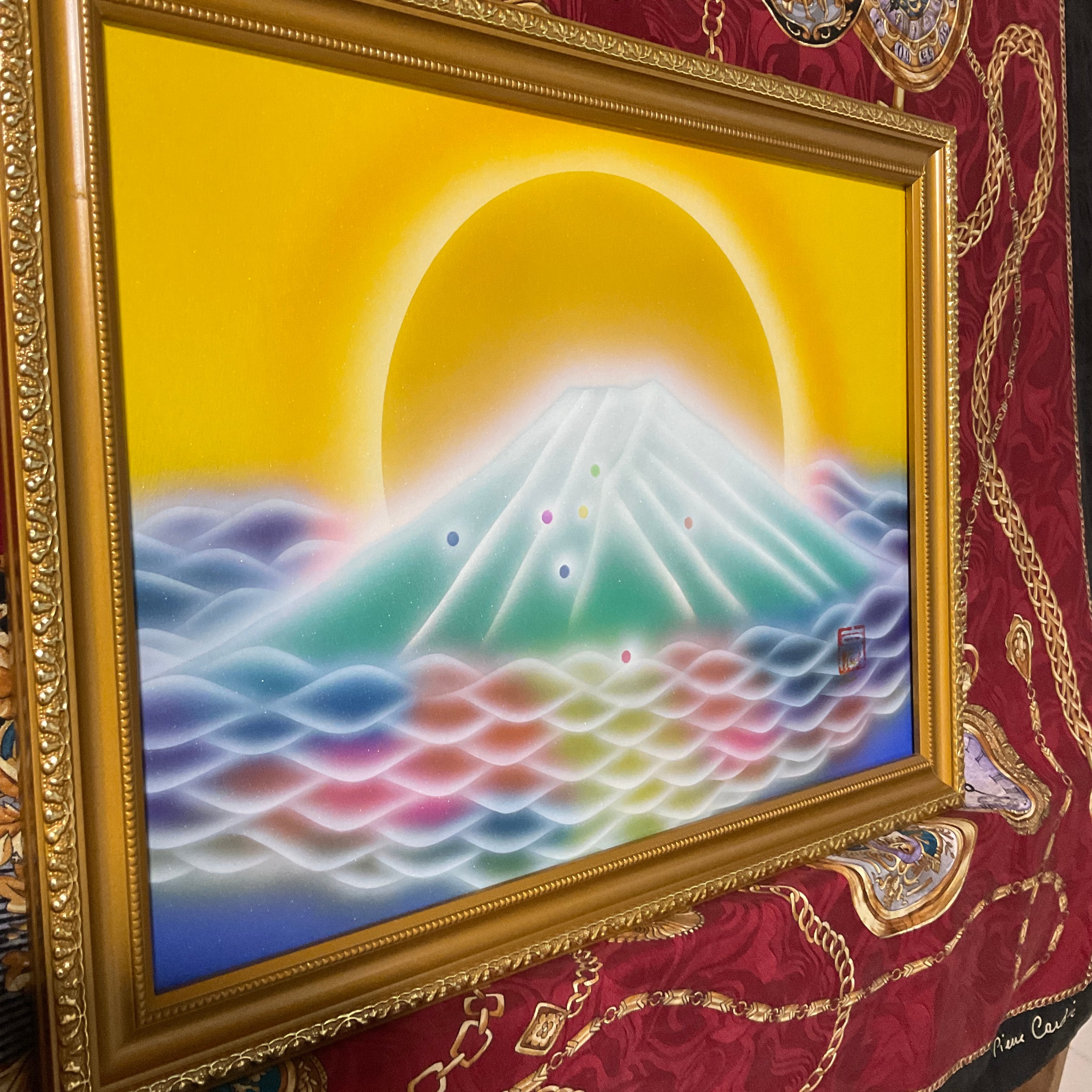 スピリチュアルアート富士山絵画『神界 』龍雲 天照大御神 次元上昇
