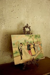 1900s フランス 42cm ルソー的結婚行進と絵画 クロモリトグラフ アンティーク