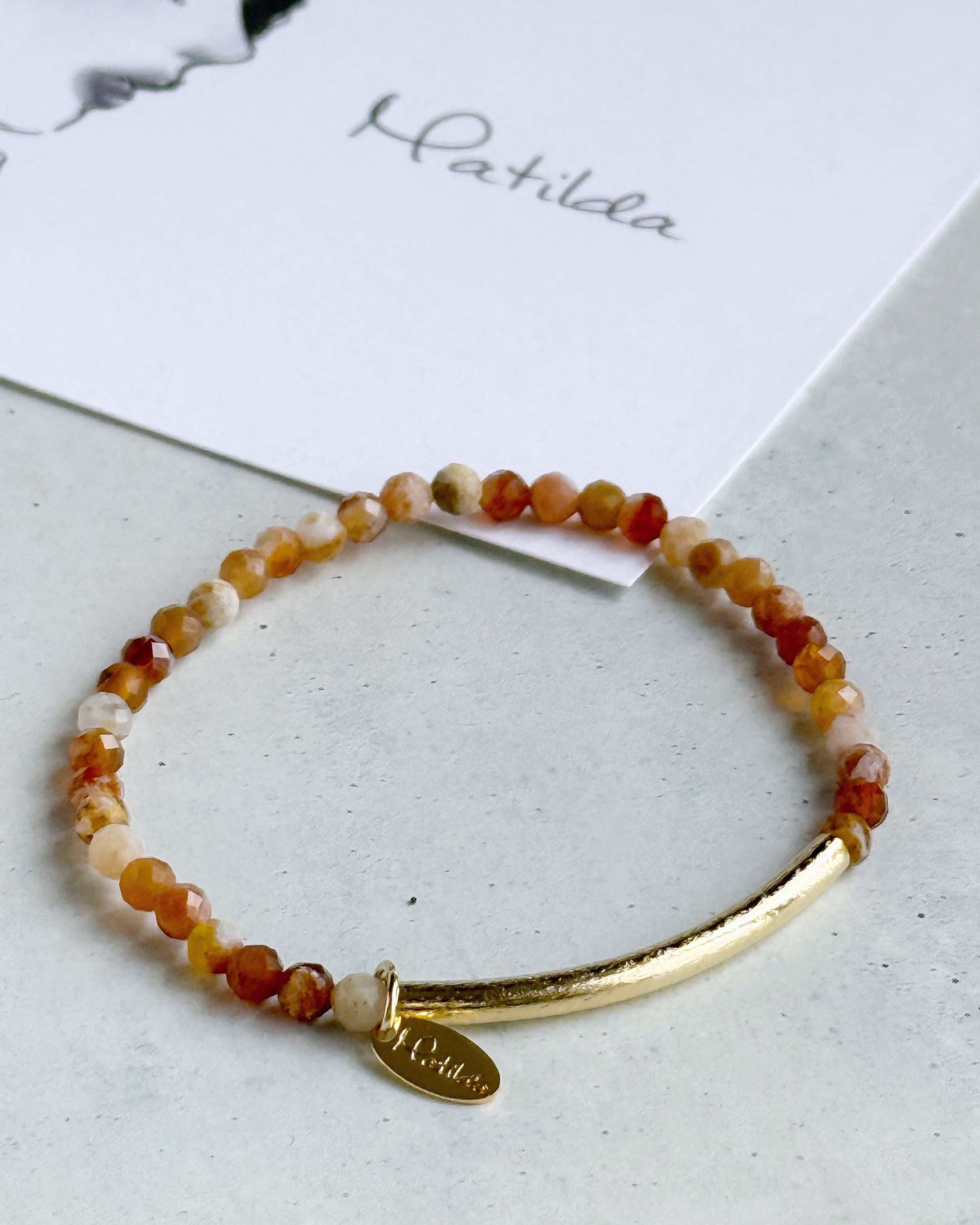 【再販】Tube & stone bracelet(ブランデーオパール)