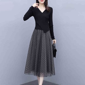 ワンピース レディース 送料無料 Vネック 長袖 リブトップス ラップ 膝丈 ミモレ丈 フリル チュール メッシュ ドット フレアワンピース フレア 襟なし Aライン レース シフォン ボタン パフスリーブ パワーショルダー 大人可愛い きれいめ フェミニン おしゃれ お洒落 上品 エレガント 大人女子 こなれ感 抜け感 大きめ 大きいサイズ ビッグサイズ M L XL 2XL 3XL サイズ豊富 春 春服 夏 夏服 普段使い モテ 美脚 デート お出かけ 女子会 20代 30代 イエロー 黄色