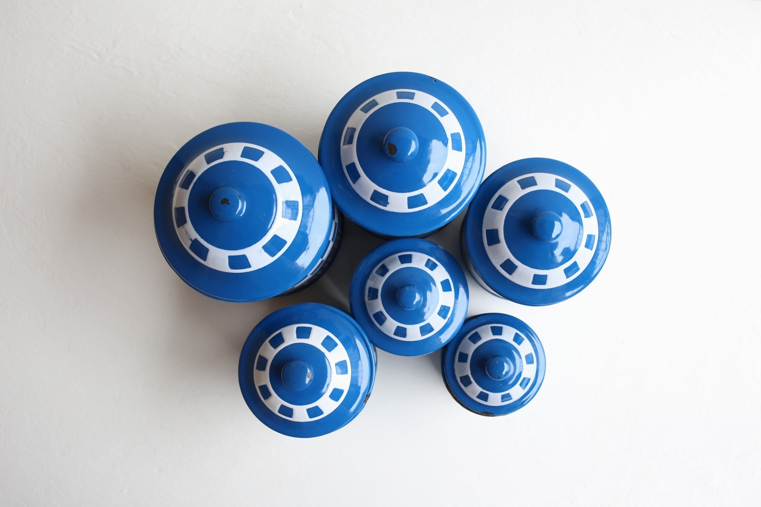 フランスアンティークホーローキャニスター フランス アンティーク ホーロー キャニスター 6個セット N