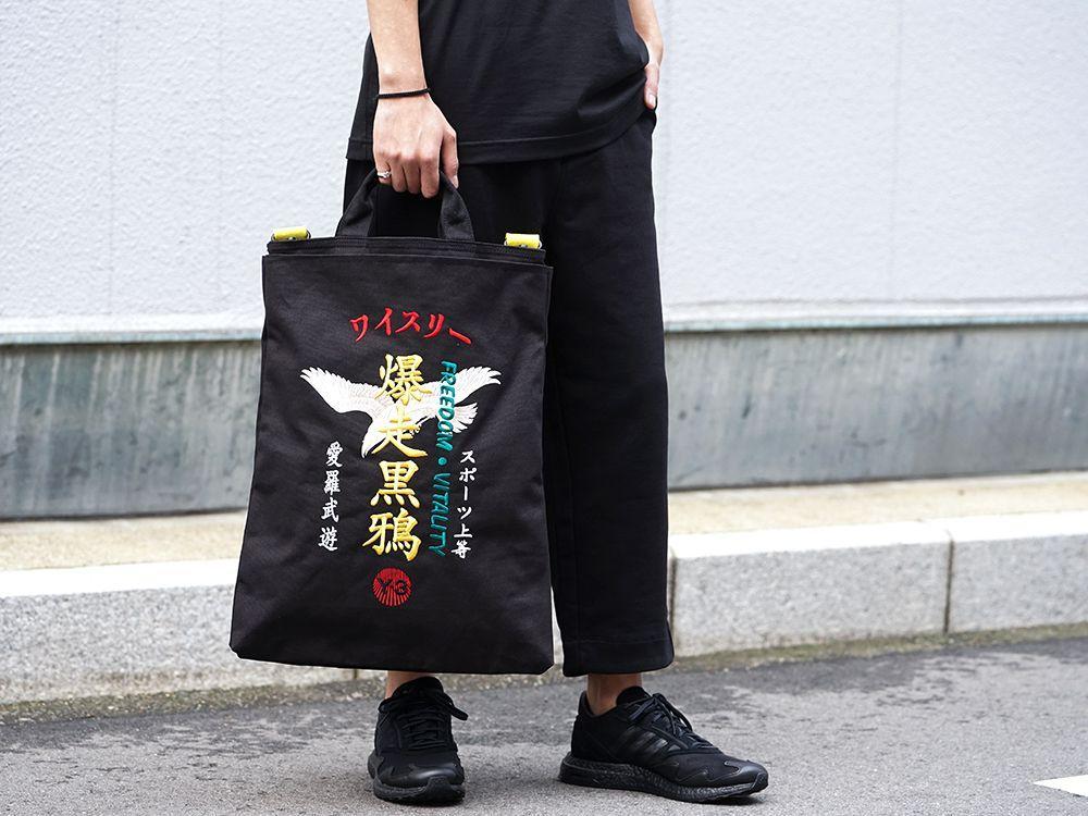 完売品! ヨウジヤマモト☆ Y-3 ワイスリー 爆走黒鴉 刺繍トートバッグ