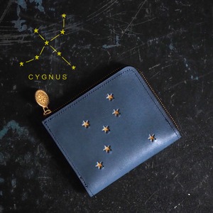 L-shaped zipper wallet (CYGNUS night blue) star cowhide