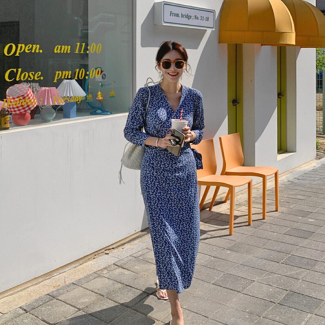 Karen Millen：花柄タイトワンピース KAREN MILLEN*花柄 サテン マキシドレス タイト