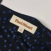 セットアップ Paul Stuart ポールスチュアート カシュクール ドット 半袖 ワンピース インナーキャミワンピース付き 8/ブラック×ブルー レディース