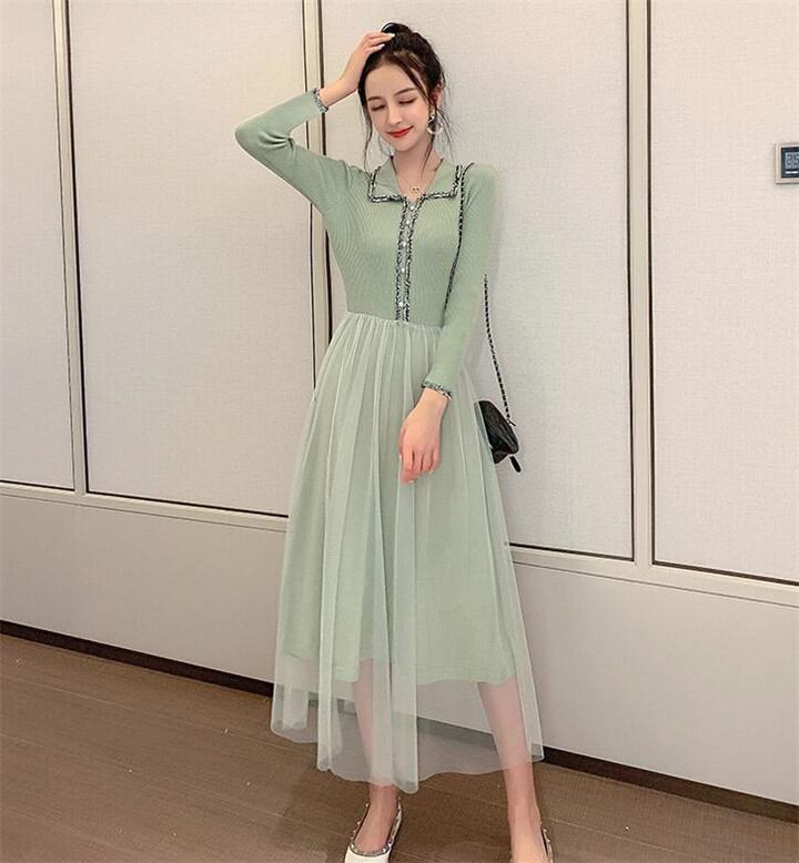 優雅!新作 スリム スリムフィット チュールスカート 秋 ニットスカート ロングスカート