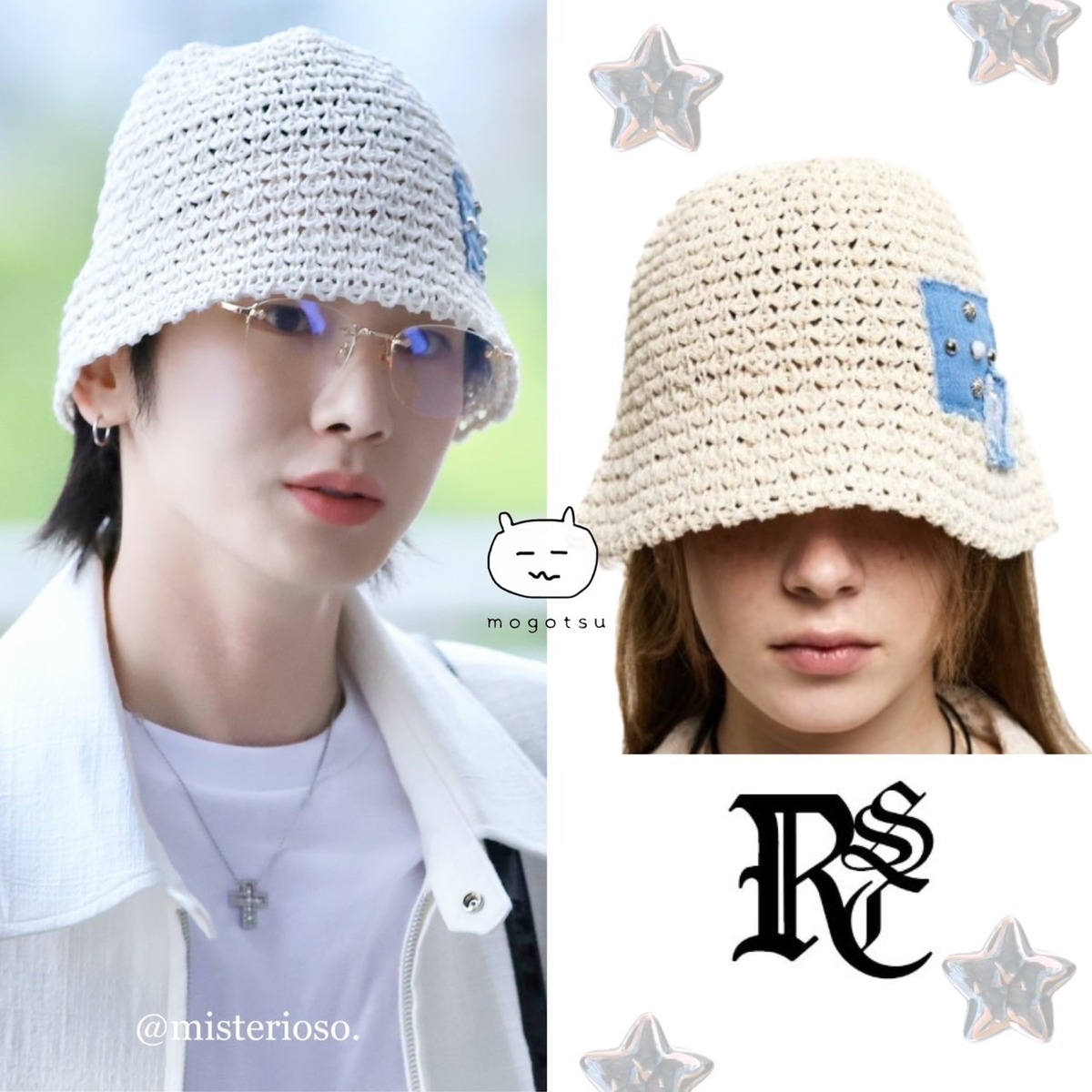 ★SHINee キー 着用！！【RSSC】RIVET PATCHED KNIT BUCHET HAT - IVORY | もごつ