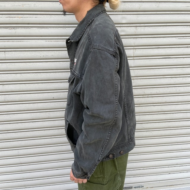 90s Lee リー ブラックデニムジャケット 4つポケットGジャン L 黒