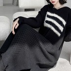 V-neck long sweater dress (ME201)