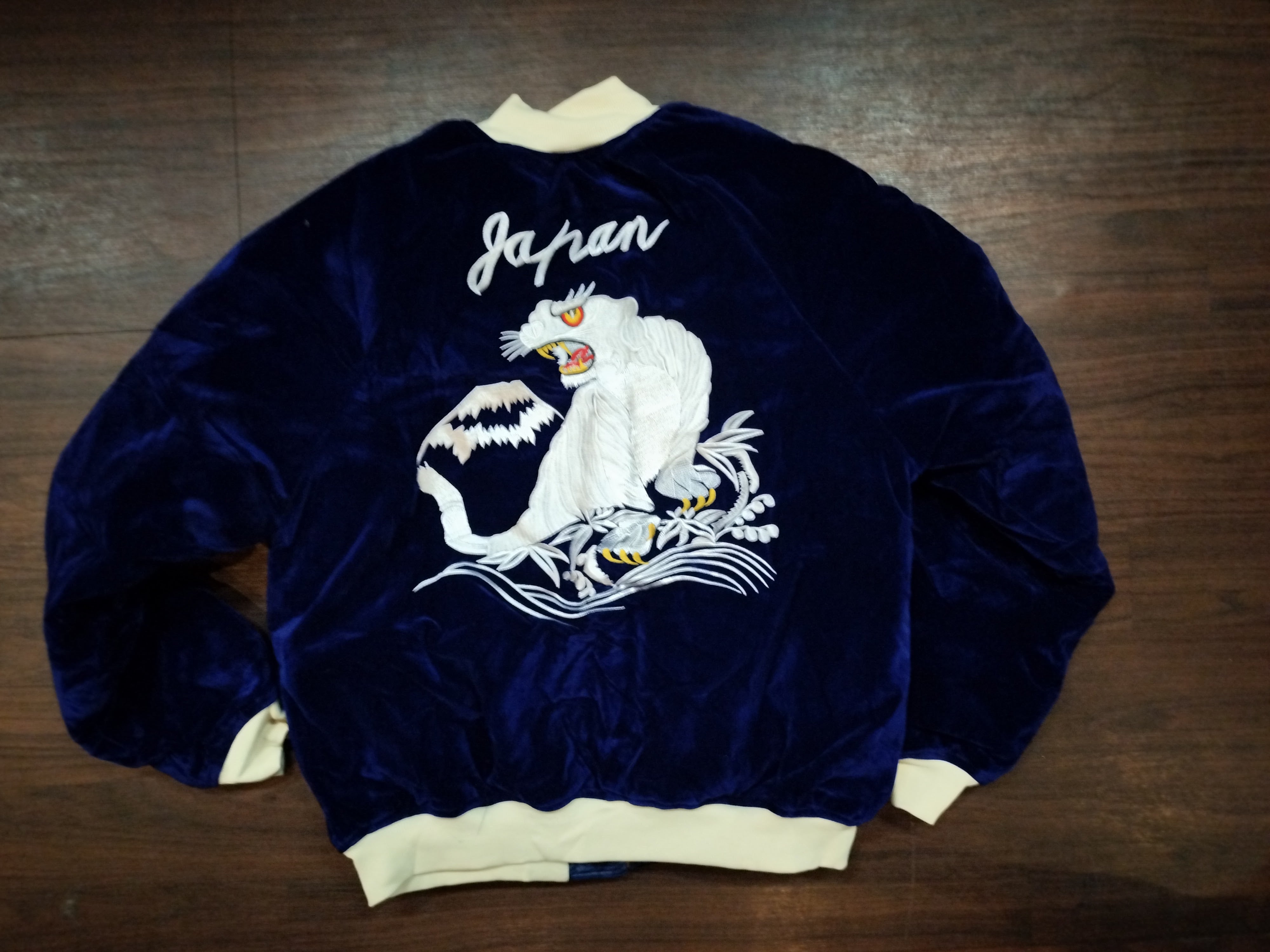 417 別珍スカジャン 白虎 紺 x 紺 | American Wear Shop Lapine
