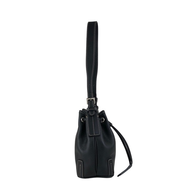 BURBERRY バーバリー ショルダーバッグ ブラック レザー 巾着 vintage ヴィンテージ オールド phkwjb