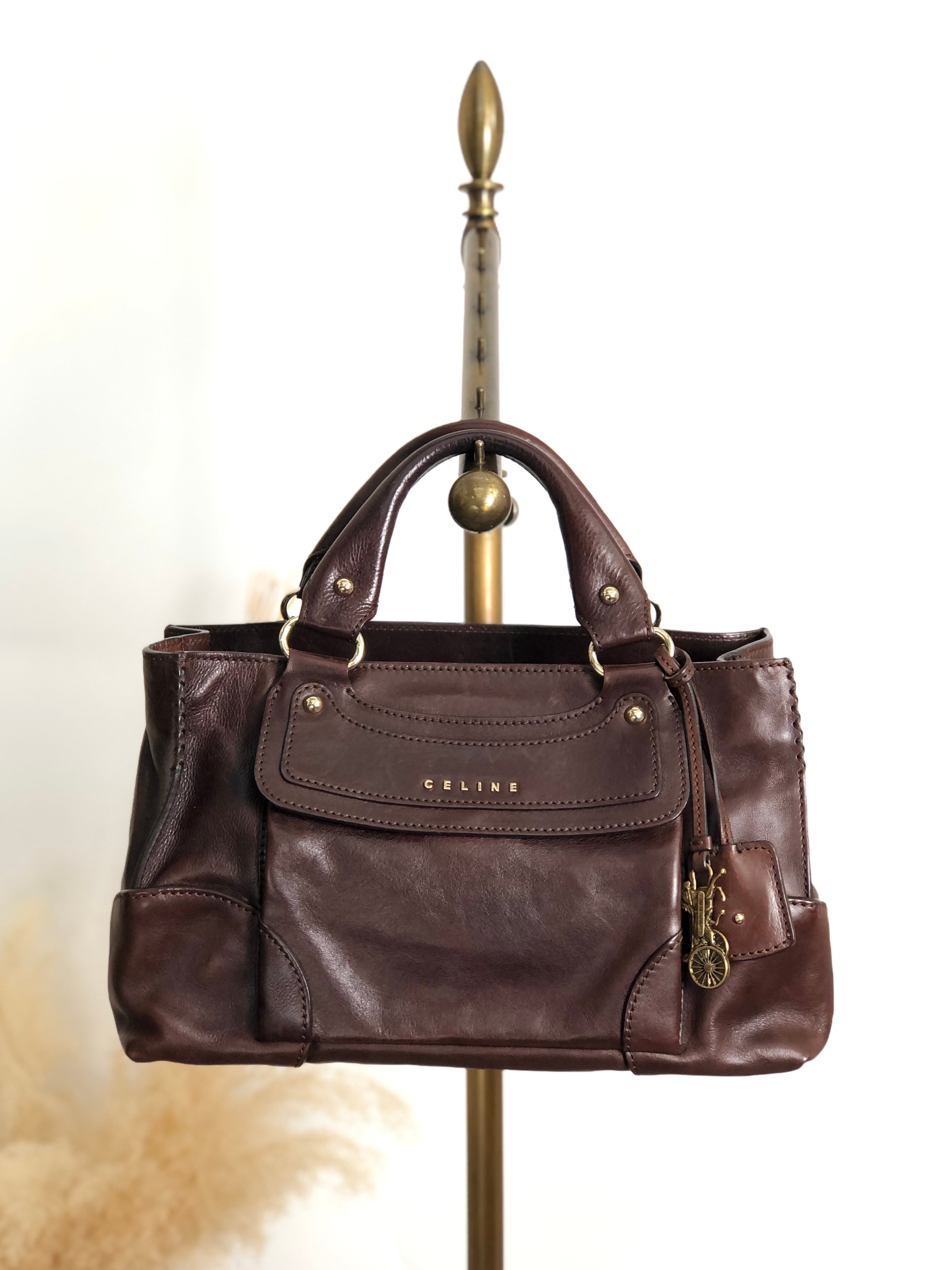 CELINE セリーヌ ブギーバッグ ハンドバッグ ブラウン 馬車 ホースキャリッジ レザー vintage ヴィンテージ オールド xsytb4