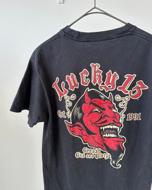 -LUCKY 13- Vintage 90-00s Red Devil Print T-Shirt