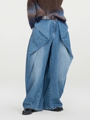 【26AW | WOMEN】Feng Chen Wang フェンチェンワン / デニム / draped oversized jeans　FUFZ2TR08