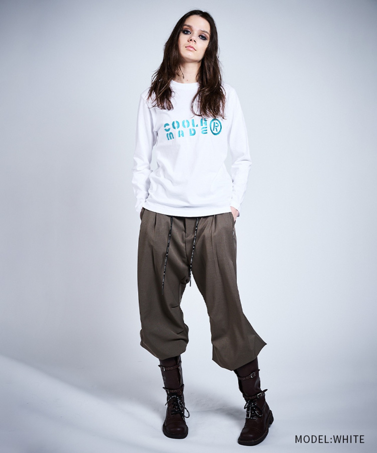 COOLA MADE エンブロイダリーロングスリーブTシャツ (WHITE)　CQ-47008