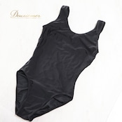 【美品 日本製 バレエ衣装】ブラック レオタード 黒 無地 レッスン 練習着 インナー ダンス 社交ダンス 伸縮 ストレッチ