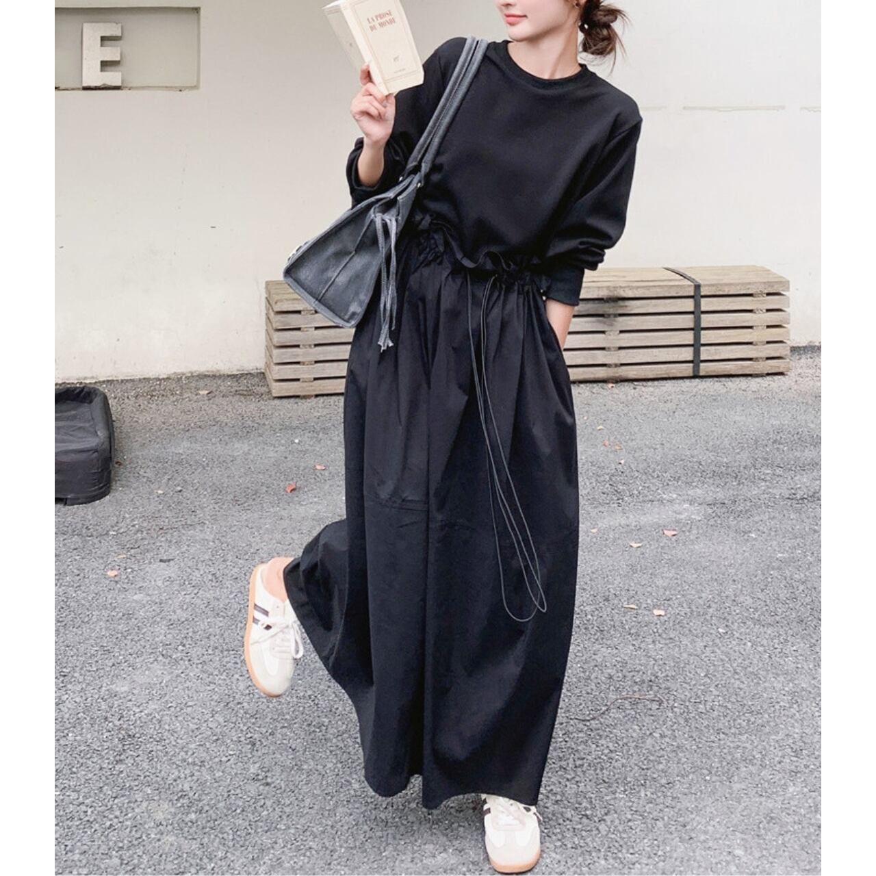 ドローストリングドッキングワンピース a0619