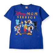 90s USA製 Disney DESIGNS ディズニー ミッキー 半袖 Tシャツ S/ブルー メンズ ビンテージ