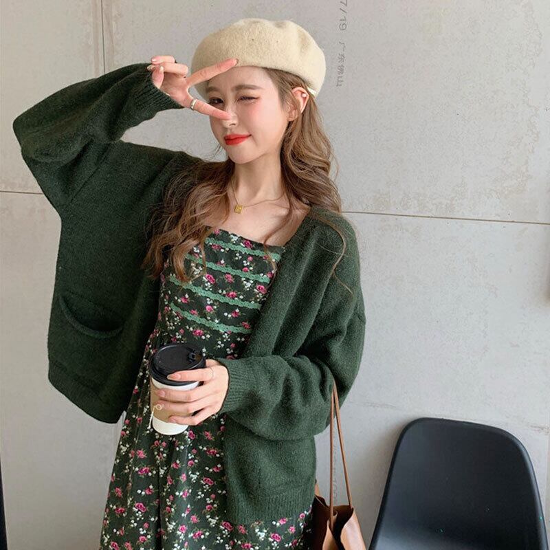 フローラルドレス スプリングAラインスカート ハイウェストウェストスリムスタンダード レトロ 春物 花柄 萌量不足80578775106